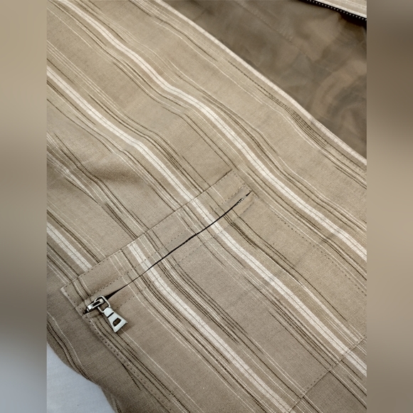 Evan Picone Linen Blend Beige/White Striped Zip-up Jacket EUC Size 10 - Picture 7 of 9